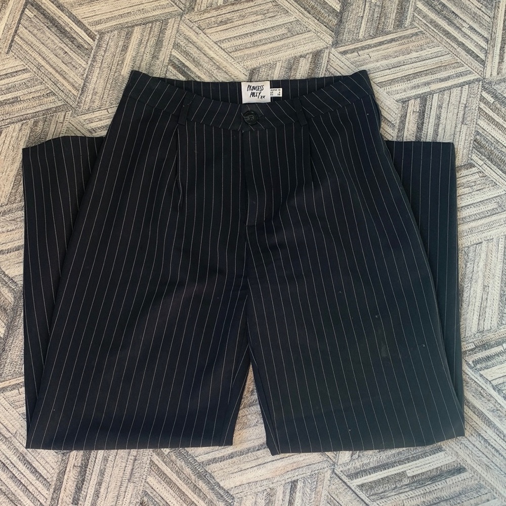 🖤BLACK TIE🖤 Princess Polly black pinstriped trousers